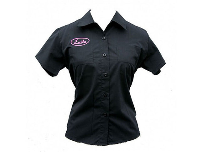 Women's Fitted Work Shirt, Black or Pink