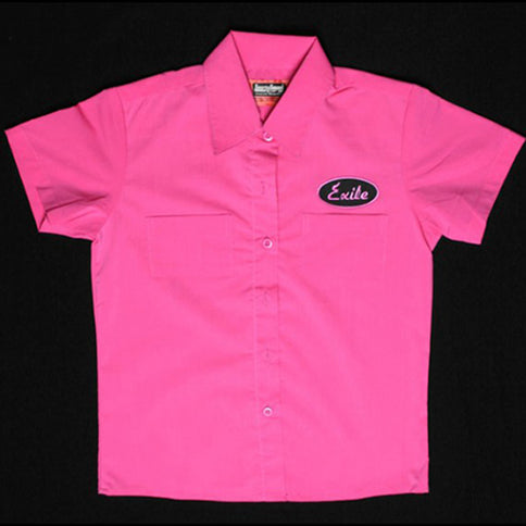 Women's Fitted Work Shirt, Black or Pink