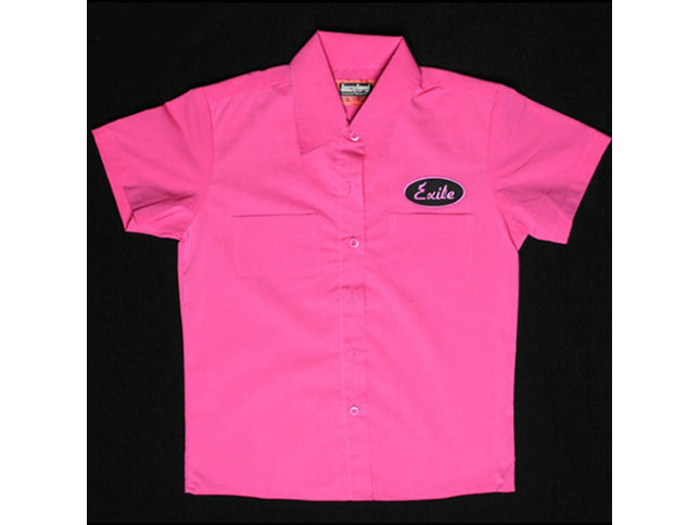 Women's Fitted Work Shirt, Black or Pink
